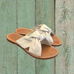 🌾 Soludos Beige Linen Knotted Slide Sandals – Size 9 🌾